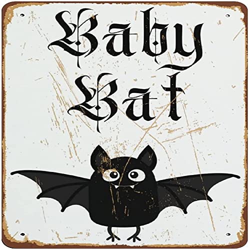 Baby-Fledermaus-Kunstdruck, Gothic, Kinderzimmer, Gothic, Baby-Dekoration, Gothic, Baby-Schlafzimmer, Drucke, Gothic, Babyzimmer, Dekoration, Neuheit, Blechschild, Plakette, Bar, Pub, Vintage, Retro von Nufar