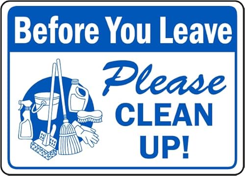 Blechschild mit Aufschrift "Before You Leave Please Clean Up", Wandkunst, Eisenmalerei für Heimdekoration, Zimmertürzubehör, Poster, Geschenke, Cafés, Bar, Club, Büro, Geschäft, Hof, Garage, 14 x 20 Blechschild mit Aufschrift "Before You Leave Please Clean Up", Wandkunst, Eisenmalerei für Heimdekoration, Zimmertürzubehör, Poster, Geschenke, Cafés, Bar, Club, Büro, Geschäft, Hof, Garage, 14 x 20 von Nufar
