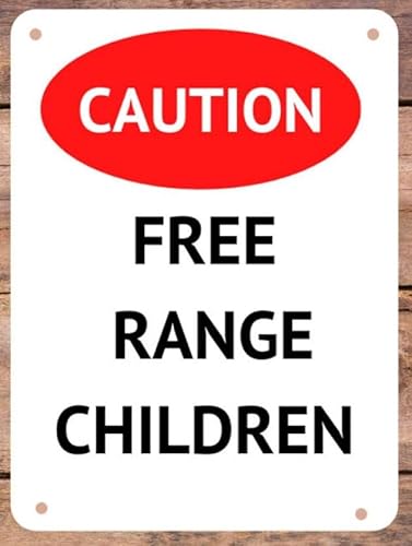 Blechschild mit Aufschrift "Caution Free Range Children" aus Metall, Wandkunst, Eisenmalerei für drinnen und draußen, Heimdekoration, Zimmertürzubehör, Poster, Geschenke, 20,3 x 30,5 cm Blechschild mit Aufschrift "Caution Free Range Children" aus Metall, Wandkunst, Eisenmalerei für drinnen und draußen, Heimdekoration, Zimmertürzubehör, Poster, Geschenke, 20,3 x 30,5 cm von Nufar