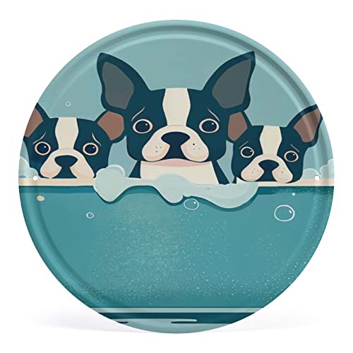 Blechschild mit Hundebadezeit, Wanddekoration, rund, Retro-Kunst, Wanddekoration, antikes Blechschild, Vintage-Werbung, Metall-Blechschild, Bauernhaus, Café, Straße, Garten, Garagentor, Geschäft von Nufar
