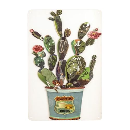 Home Decor Kaktus-Metall-Blechschild, Wandkunst, Kaktusblumen-Thema, schafft eine warme Atmosphäre für Menschen, die eine einzigartige Heimdekoration suchen, 30,5 x 20,3 cm Home Decor Kaktus-Metall-Blechschild, Wandkunst, Kaktusblumen-Thema, schafft eine warme Atmosphäre für Menschen, die eine einzigartige Heimdekoration suchen, 30,5 x 20,3 cm von Nufar