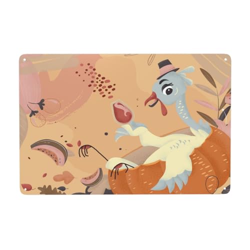 Lustiges Metall-Blechschild, Herbst-Heimdekoration, Herbst-Wanddekoration, Kunst – Happy Thanksgiving Day, wilder Truthahn, Kürbis und Rotwein, kreative Schilder, Urlaubsdekoration, Geschenke für Lustiges Metall-Blechschild, Herbst-Heimdekoration, Herbst-Wanddekoration, Kunst – Happy Thanksgiving Day, wilder Truthahn, Kürbis und Rotwein, kreative Schilder, Urlaubsdekoration, Geschenke für von Nufar