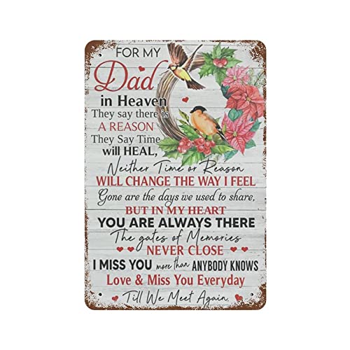 Metall-Blechschild "For My Dad In Heaven", geeignet als Dekoration, Zuhause, Bar, Garage, Restaurant, Büro, Café, Wandkunst, Dose, Ostern, Muttertag, Vatertag, Urlaub, Geschenk für Freunde, Kollegen von Nufar