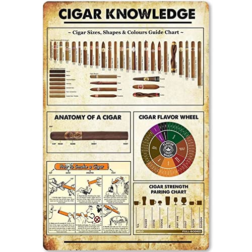 Metall-Blechschild mit Aufschrift "Cigar Knowledge", Infografik-Poster, Plakette über Zigarre, Schule, Zuhause, Küche, Club, Garage, Bar, Wanddekoration, 14 x 20 cm von Nufar