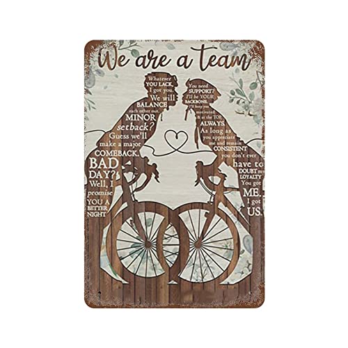 Metall-Blechschild mit Aufschrift "Cycling Couple We'Re A Team", geeignet als Dekoration, Zuhause, Bar, Garage, Restaurant, Büro, Café, Wandkunst, Dose, Ostern, Muttertag, Vatertag, Urlaub, Geschenk von Nufar