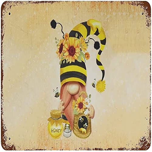 Metall-Blechschild mit Biene und Sonnenblume, Vintage-Stil, geeignet als Dekoration, Zuhause, Bar, Garage, Restaurant, Büro, Café, Wandkunst, Dose, Ostern, Muttertag, Vatertag, Urlaub, Geschenk für von Nufar