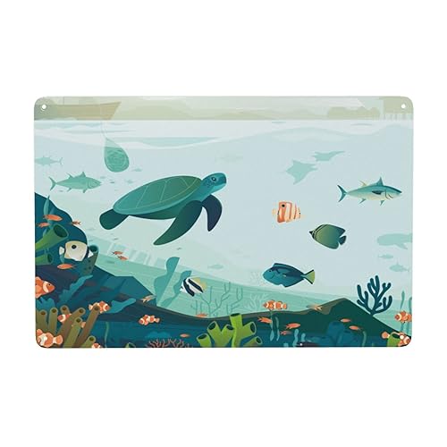 Metall-Blechschild mit Meeresschildkröte, Heimdekoration, Wandkunst, Meeresschildkröten-Thema, Geschenke, Blechschild, perfekt für Strandliebhaber und Schildkröten-Enthusiasten, 14 x 20 cm Metall-Blechschild mit Meeresschildkröte, Heimdekoration, Wandkunst, Meeresschildkröten-Thema, Geschenke, Blechschild, perfekt für Strandliebhaber und Schildkröten-Enthusiasten, 14 x 20 cm von Nufar