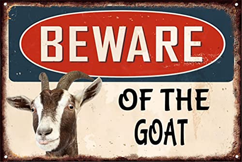 Metallschilder "Beware Of The Goat", Retro, lustiges Wandschild, Vintage-Stil, Männerhöhle, Garage, Bar, Kneipe, Schuppen, Rost-Effekt, Metall-Blechschild, Wanddekoration, Hof, Außen- oder von Nufar