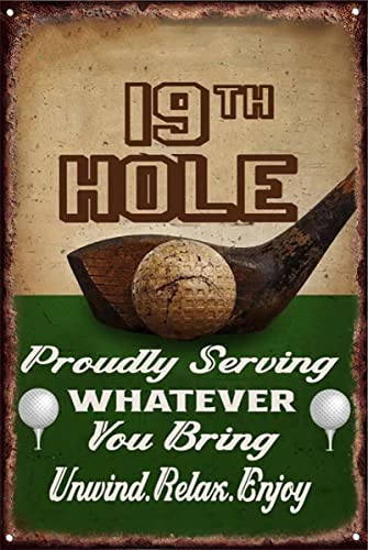 Metallschilder mit 9. Loch, Retro, lustiges Wandschild, Vintage-Stil, Männerhöhle, Garage, Bar, Kneipe, Schuppen, Vintage-Blechschild für Männer und Frauen, Wanddekoration für Bars, Cafés, Pubs, 14 x von Nufar