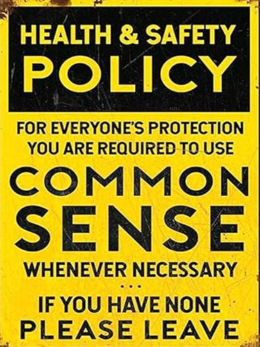 Nufar Aluminiumschild, Aufschrift "Health and Safety Common Sense Policy Bar", Werkstatt, Garage, lustiges Blechschild, Metallkunst-Poster, Geschenk, Zuhause, Café, Bar, Wanddekoration Nufar Aluminiumschild, Aufschrift "Health and Safety Common Sense Policy Bar", Werkstatt, Garage, lustiges Blechschild, Metallkunst-Poster, Geschenk, Zuhause, Café, Bar, Wanddekoration von Nufar
