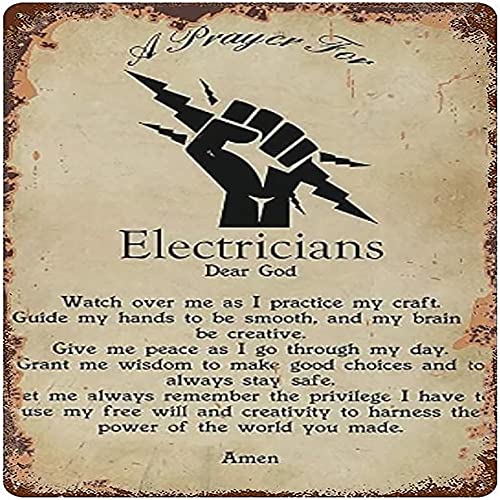 Retro-Metall-Blechschild mit Aufschrift "A Prayer for Electrician", Metall-Heimdekoration, Wandkunst, Dekoration, Garage, Bar, Restaurant, Küche, Café, Pub, Vintage, Aluminium, Bar, Kaffee von Nufar