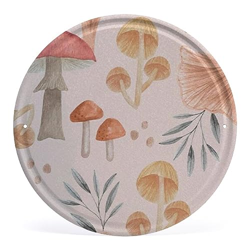 Rosa Pilzkranzschild, Kranzbefestigung, Metallschild, rundes Schild für Kränze, runde Metall-Blechschilder für Haus und Küche, Bar, Café, Tankstelle, Garage, Retro-Wand, 15,2 x 15,2 cm von Nufar