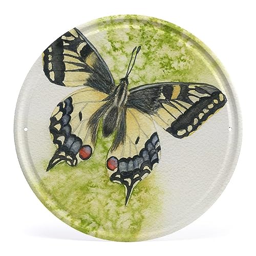 Schwalbenschwanz-Schild, Schmetterlingskranz-Schild, Kranzbefestigung, Metallschild, rundes Schild für Kränze, rundes Metallblechschild für Haus und Küche, Bar, Café, Tankstelle, Garage, Retro-Wand von Nufar