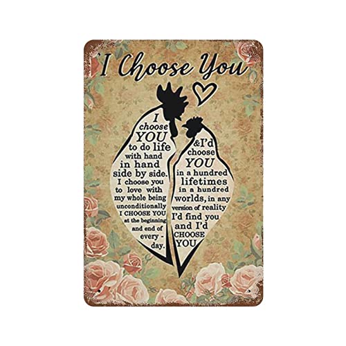 Vintage Chicken Couple, I Choose You, To Do Life, With Hand In Hand, Side By Side Home Gift Print Wall Decor Metal Tin Sign Suitable For Decor Home Bar Garage Restaurant Office Cafe 14 x 20 cm von Nufar