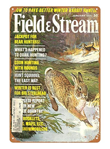 Vintage Metallschild Feld & Bach Outdoor Mann Kaninchen Jagd Poster Retro Blechschild Plakette Wanddekoration für Zuhause, Bar, Geschäft, Café, Club, Bauernhof, Garage, 20,3 x 30,5 cm von Nufar