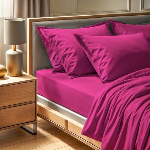 100% Cotton Ranforce King Fitted Sheet (160x200+30 cm) in Dusty Rose | 155 Thread Count | Machine Washable at 30°C | Soft & Durable Bedding von Nuit Des Rêves