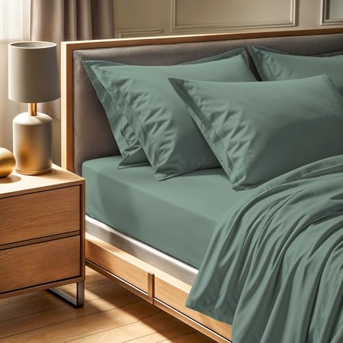 100% Cotton Ranforce Single Fitted Sheet (100 x 200+30 cm), Green, 145 Thread Count | Machine Washable at 30°C | Soft & Durable for Comfortable Sleep, Twin von Nuit Des Rêves