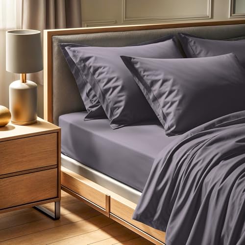 100% Cotton Ranforce Single Fitted Sheet (100 x 200+30 cm), Grey, 155 Thread Count | Machine Washable at 30°C | Soft, Durable & Comfortable for Everyday Use, Twin von Nuit Des Rêves