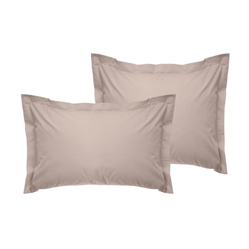 Beige Oxford Pillowcase Set (2 Pieces), 80 x 80+5 cm | 100% Cotton Ranforce, 145 Thread Count | Envelope Closure, Machine Washable at 30°C, Soft & Durable von Nuit Des Rêves