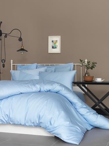 Luxurious Satin Single Fitted Sheet (90 x 200+30 cm), 100% Cotton, 210 Thread Count, Blue | Soft & Durable, Machine Washable at 30°C, Perfect for Comfort, Twin von Nuit Des Rêves