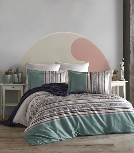 Nuit Des Rêves 100% Cotton Ranforce Single Quilt Cover Set, 135 x 200 cm, Green/White & Brown/Beige | Machine Washable, Button & Envelope Closure | Cozy & Stylish Bedding, Twin Nuit Des Rêves 100% Cotton Ranforce Single Quilt Cover Set, 135 x 200 cm, Green/White & Brown/Beige | Machine Washable, Button & Envelope Closure | Cozy & Stylish Bedding, Twin von Nuit Des Rêves