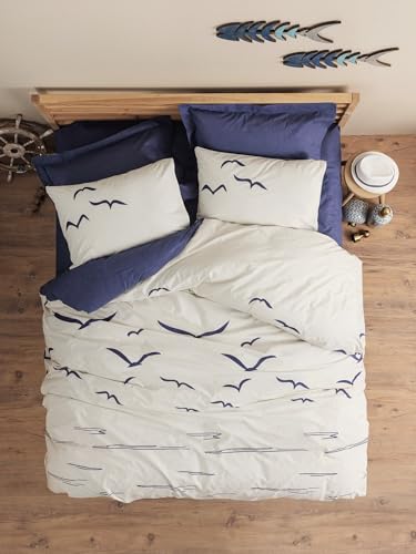 Nuit Des Rêves 100% Cotton Ranforce Single Quilt Cover Set, Dark Blue & White, 135 x 200 cm Duvet, 80 x 80 cm Pillowcase | Machine Washable, Elegant Design Nuit Des Rêves 100% Cotton Ranforce Single Quilt Cover Set, Dark Blue & White, 135 x 200 cm Duvet, 80 x 80 cm Pillowcase | Machine Washable, Elegant Design von Nuit Des Rêves