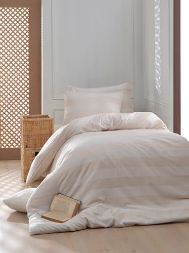 Nuit Des Rêves Beige Single Quilt Cover Set (135 x 200 cm), 70% Cotton/30% Polyester, Machine Washable, 120 Thread Count, Envelope & Button Closure, Cozy & Stylish von Nuit Des Rêves