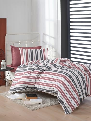 Nuit Des Rêves Claret Red XL Quilt Cover Set (155 x 200 cm), 70% Cotton/30% Polyester, Machine Washable, Button Closure, Includes 1 Pillowcase (80 x 80 cm) | Elegant & Cozy Bedding von Nuit Des Rêves
