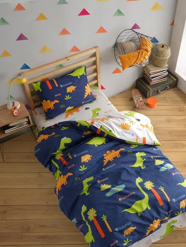 Nuit Des Rêves Dark Blue XL Quilt Cover Set (155 x 200 cm), 65% Cotton/35% Polyester, Machine Washable, 120 Thread Count, Includes 1 Pillowcase, Elegant Design, Twin von Nuit Des Rêves