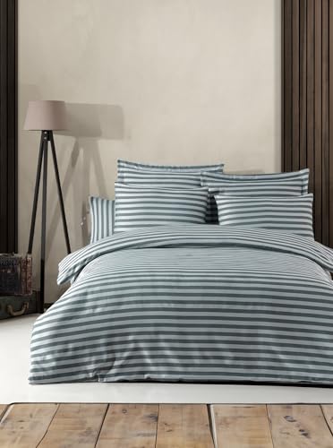 Nuit Des Rêves Double Quilt Cover Set (200 x 200 cm), Green, 70% Cotton/30% Polyester | 2 Pillowcases (80 x 80 cm) | Machine Washable, Elegant Button Closure von Nuit Des Rêves