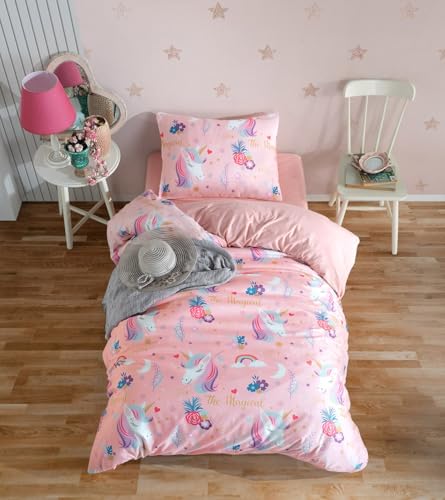 Nuit Des Rêves Double Quilt Cover Set (200 x 200 cm), Pink, 65% Cotton/35% Polyester | Machine Washable, 120 Thread Count, Button & Envelope Closure | Stylish & Comfortable von Nuit Des Rêves