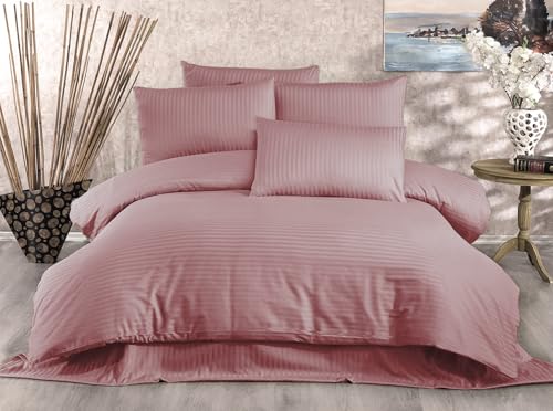 Nuit Des Rêves Double Quilt Cover Set (DE), Powder Color, 200 x 200 cm Duvet & 2 x 80 x 80 cm Pillowcases | 80% Cotton, 20% Polyester, 229 Thread Count | Machine Washable von Nuit Des Rêves