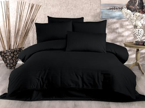 Nuit Des Rêves Elegant Black Single Quilt Cover Set, 135 x 200 cm Duvet & 80 x 80 cm Pillowcase | 70% Polyester, 30% Cotton, Machine Washable, Button Closure, Twin Nuit Des Rêves Elegant Black Single Quilt Cover Set, 135 x 200 cm Duvet & 80 x 80 cm Pillowcase | 70% Polyester, 30% Cotton, Machine Washable, Button Closure, Twin von Nuit Des Rêves