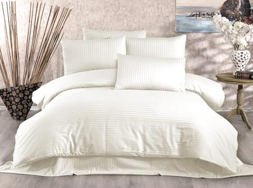 Nuit Des Rêves Elegant Double Quilt Cover Set (200 x 200 cm), Cream, 80% Cotton/20% Polyester | Includes 2 Pillowcases (80 x 80 cm) | Machine Washable, 229 Thread Count von Nuit Des Rêves