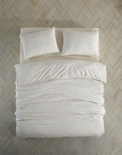 Nuit Des Rêves Elegant Ranforce Double Quilt Cover Set (200x200 cm), 100% Cotton, Cream & Black, Includes 2 Pillowcases (80x80 cm), Machine Washable at 40°C von Nuit Des Rêves