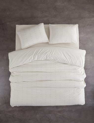 Nuit Des Rêves Elegant Ranforce Double Quilt Cover Set (200x200 cm), 100% Cotton, Cream & Black, Includes 2 Pillowcases (80x80 cm), Machine Washable at 40°C von Nuit Des Rêves
