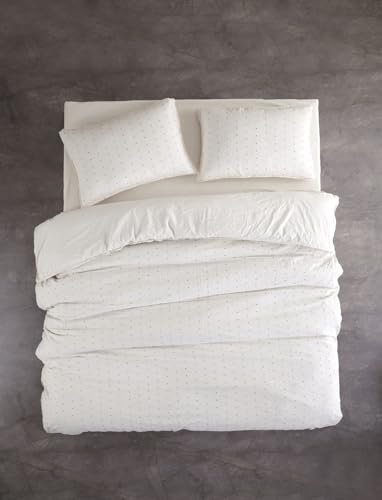 Nuit Des Rêves Elegant Ranforce Double Quilt Cover Set (200x200 cm), 100% Cotton, Cream & Black, Includes 2 Pillowcases (80x80 cm), Machine Washable at 40°C von Nuit Des Rêves