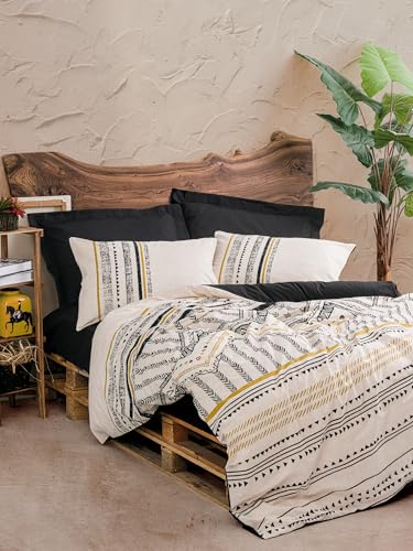 Nuit Des Rêves Elegant Ranforce Single Quilt Cover Set, 135 x 200 cm, 100% Cotton, Black/White/Gold, Machine Washable, Button & Envelope Closure, Stylish & Comfortable, Twin Nuit Des Rêves Elegant Ranforce Single Quilt Cover Set, 135 x 200 cm, 100% Cotton, Black/White/Gold, Machine Washable, Button & Envelope Closure, Stylish & Comfortable, Twin von Nuit Des Rêves