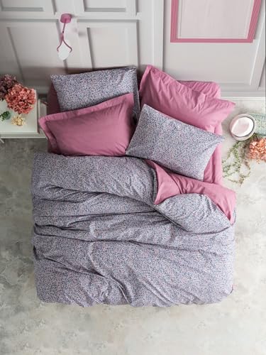 Nuit Des Rêves Elegant Ranforce Single Quilt Cover Set, 135 x 200 cm, 100% Cotton, Dusty Rose & Purple, Machine Washable, Button & Envelope Closure, 145 TC Nuit Des Rêves Elegant Ranforce Single Quilt Cover Set, 135 x 200 cm, 100% Cotton, Dusty Rose & Purple, Machine Washable, Button & Envelope Closure, 145 TC von Nuit Des Rêves