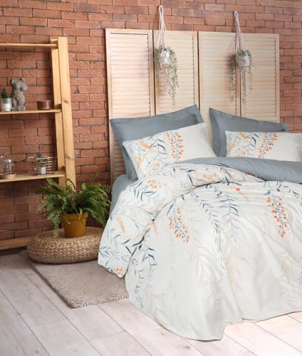 Nuit Des Rêves Indigo Blue Ranforce Single Quilt Cover Set, 135 x 200 cm, 100% Cotton, Pigment Printed, Machine Washable, Button Closure, Elegant & Cozy Design von Nuit Des Rêves