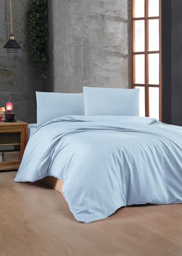 Nuit Des Rêves Light Blue Ranforce Single Quilt Cover Set, 135 x 200 cm, 100% Cotton, 155 Thread Count, Button Closure, Machine Washable at 30°C | Cozy & Stylish Bedding Nuit Des Rêves Light Blue Ranforce Single Quilt Cover Set, 135 x 200 cm, 100% Cotton, 155 Thread Count, Button Closure, Machine Washable at 30°C | Cozy & Stylish Bedding von Nuit Des Rêves