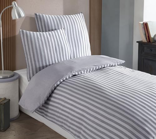 Nuit Des Rêves Light Grey XL Quilt Cover Set (155 x 200 cm), 70% Cotton/30% Polyester, Machine Washable, 120 Thread Count, Envelope & Button Closure, Elegant Design, Twin von Nuit Des Rêves