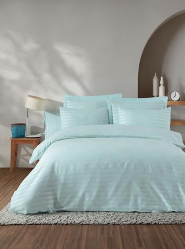 Nuit Des Rêves Mint Double Quilt Cover Set (200 x 200 cm), 70% Cotton/30% Polyester, Includes 2 Pillowcases (80 x 80 cm), Machine Washable, Elegant & Cozy Design von Nuit Des Rêves