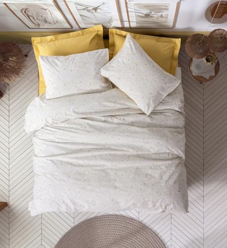 Nuit Des Rêves Mustard Ranforce Single Quilt Cover Set, 135 x 200 cm Duvet & 80 x 80 cm Pillowcase | 100% Cotton, Pigment Printed, Machine Washable, Button Closure, Twin Nuit Des Rêves Mustard Ranforce Single Quilt Cover Set, 135 x 200 cm Duvet & 80 x 80 cm Pillowcase | 100% Cotton, Pigment Printed, Machine Washable, Button Closure, Twin von Nuit Des Rêves