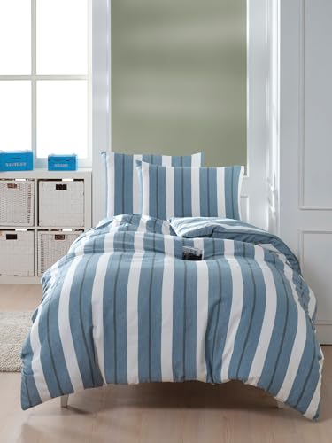 Nuit Des Rêves Petrol Blue & White Single Quilt Cover Set, 135 x 200 cm | 70% Cotton, 30% Polyester | Machine Washable, 120 Thread Count, Button & Envelope Closure, Twin Nuit Des Rêves Petrol Blue & White Single Quilt Cover Set, 135 x 200 cm | 70% Cotton, 30% Polyester | Machine Washable, 120 Thread Count, Button & Envelope Closure, Twin von Nuit Des Rêves