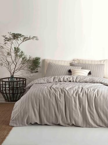 Nuit Des Rêves Premium Ranforce Double Quilt Cover Set (200x200 cm), 100% Cotton, Garment Wash, White & Black, Includes 2 Pillowcases (80x80 cm) | Stylish & Comfortable Bedding von Nuit Des Rêves