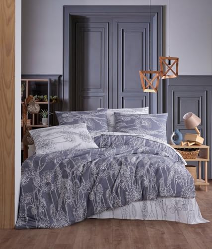Nuit Des Rêves Premium Ranforce Double Quilt Cover Set (200x200 cm), 100% Cotton, Grey & White, Includes 2 Pillowcases (80x80 cm), Machine Washable at 40°C | Stylish & Comfortable Bedding von Nuit Des Rêves