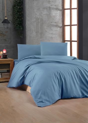 Nuit Des Rêves Premium Ranforce Single Quilt Cover Set, 100% Cotton, Blue, 135 x 200 cm | Includes 80 x 80 cm Pillowcase | Machine Washable, Button Closure Nuit Des Rêves Premium Ranforce Single Quilt Cover Set, 100% Cotton, Blue, 135 x 200 cm | Includes 80 x 80 cm Pillowcase | Machine Washable, Button Closure von Nuit Des Rêves
