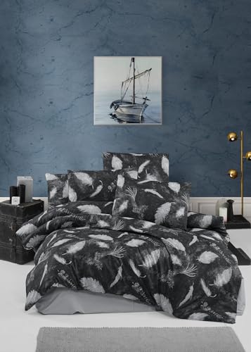 Nuit Des Rêves Ranforce Single Quilt Cover Set, 135 x 200 cm, 100% Cotton, Black & Grey | Machine Washable, 145 Thread Count, Button & Envelope Closure | Stylish & Comfortable Bedding Nuit Des Rêves Ranforce Single Quilt Cover Set, 135 x 200 cm, 100% Cotton, Black & Grey | Machine Washable, 145 Thread Count, Button & Envelope Closure | Stylish & Comfortable Bedding von Nuit Des Rêves