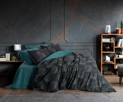 Nuit Des Rêves Ranforce Single Quilt Cover Set, 135 x 200 cm, 100% Cotton, Petrol Blue | Reactive Printing, Machine Washable, Envelope & Button Closure | Soft & Stylish, Twin Nuit Des Rêves Ranforce Single Quilt Cover Set, 135 x 200 cm, 100% Cotton, Petrol Blue | Reactive Printing, Machine Washable, Envelope & Button Closure | Soft & Stylish, Twin von Nuit Des Rêves